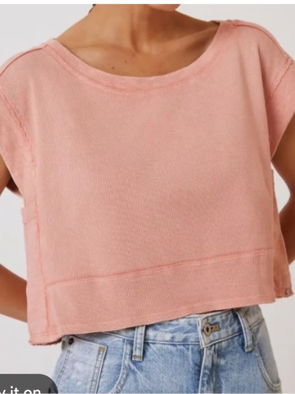 Anthropologie Pink Ribbed Crop Top